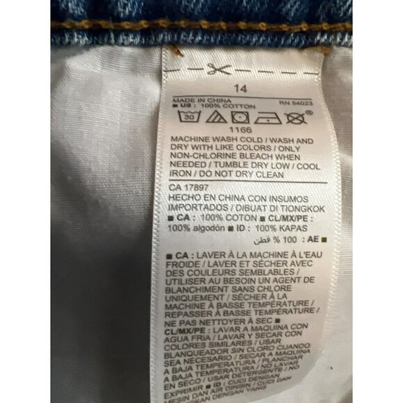 Old Navy Sz 14 Raw Hem Cut Off Jean Mini Skirt 100% Cotton Medium Wash - Picture 8 of 8